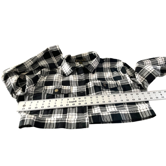 NWT Taxi Jacket Womens XL Black White Plaid Cropped Long Sleeve Flannel - Picture 4 of 9